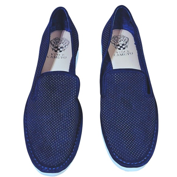 Vince Camuto Shoes - Vince Camuto Navy Blue Perforated Leather Gwenna Slip On Sneaker 6.5M